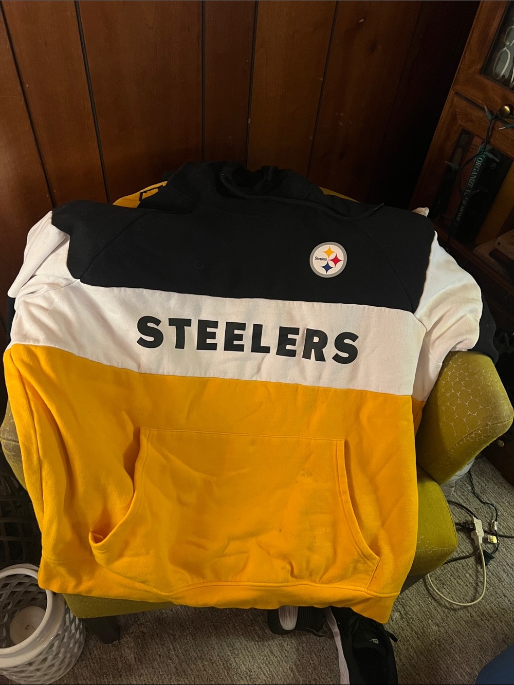 Men's Steelers Colorblock Crewneck Sweater - Black/White/Gold